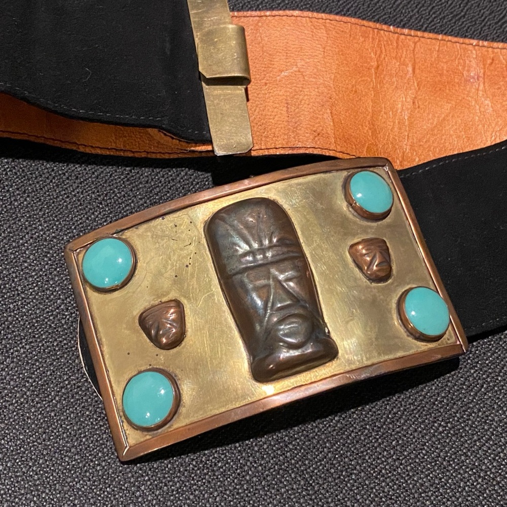 Funky vintage indigenous leather belt